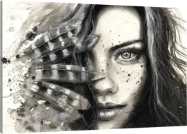 obraz-na-plotnie-portret-kobieta-piora-70x50-hit