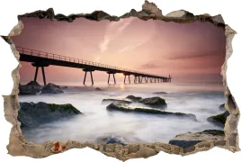 fototapeta-dziura-3d-naklejka-na-sciane-most-barcelona-zachod-morze