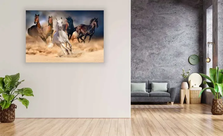 obraz-na-plotnie-konie-galop-stado-100x70-stan-nowy