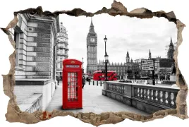 fototapeta-dziura-3d-naklejka-na-sciane-big-ben-londyn-ulica-budka