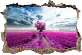 fototapeta-dziura-3d-naklejka-scienna-lawenda-drzewo-pole-widok