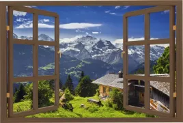 naklejka-na-sciane-do-salonu-widok-przez-okno-gory-polana-tatry-120x80