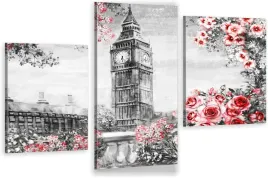 tryptyki-obraz-na-sciane-big-ben-kwiaty-980-wzorow