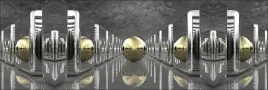 fototapeta-do-kuchni-zlote-kule-3d-tunel-350x60cm