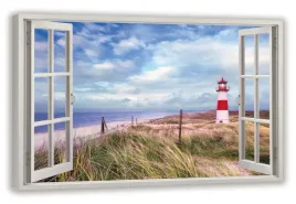 obraz-okno-3d-widok-przez-okno-morze-latarnia-wydma-plaza-120x80