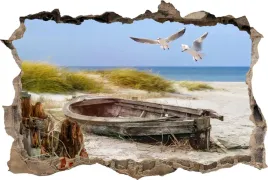 fototapeta-dziura-3d-naklejka-na-sciane-lodka-mewy