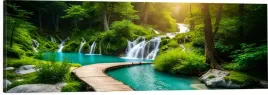obraz-na-plotnie-scienny-panoramiczny-wodospady-kladka-most-120x40