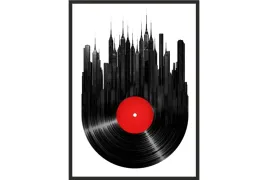 obraz-plakat-70x50-plyta-winylowa-miasto-drapacze