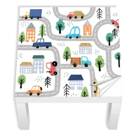 naklejka-na-stolik-dla-chlopca-ikea-auta-droga-miasto-laminowana-55x55-cm