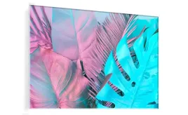 obraz-na-szkle-kolorowe-liscie-monstera-50x70