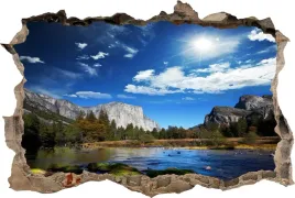 fototapeta-dziura-3d-naklejka-jezioro-slonce-gory