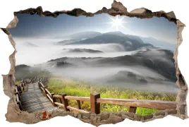 naklejka-dekoracyjna-na-sciane-fototapeta-3d-dziura-gora-we-mgle-drozka