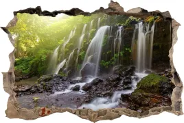 fototapeta-dziura-3d-naklejka-wodospad-slonce-las