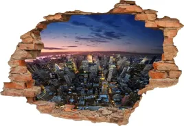fototapeta-3d-samoprzylepna-naklejka-na-sciane-dziura-miasto-wiezowce
