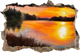 fototapeta-dziura-3d-naklejka-zachod-jezioro-brzeg