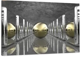 obraz-na-plotnie-120x80-do-biura-tunel-zlote-kule