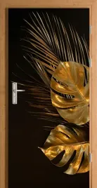 folia-na-drzwi-nowoczesne-zlote-liscie-monstera