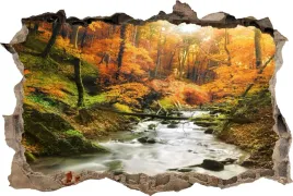 fototapeta-dziura-3d-naklejka-scienna-las-jesienia-potok-w-lesie