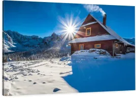 obraz-na-plotnie-70x50-domek-w-gorach-gory-zima