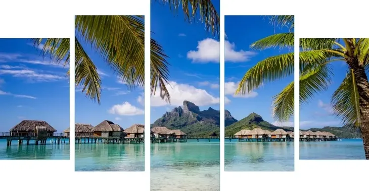 tryptyk-5-cz-na-plotnie-bora-bora-palmy-ocean-stan-nowy