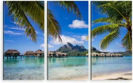 tryptyk-na-plotnie-bora-bora-palmy-ocean