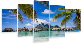 tryptyk-5-cz-na-plotnie-bora-bora-palmy-ocean
