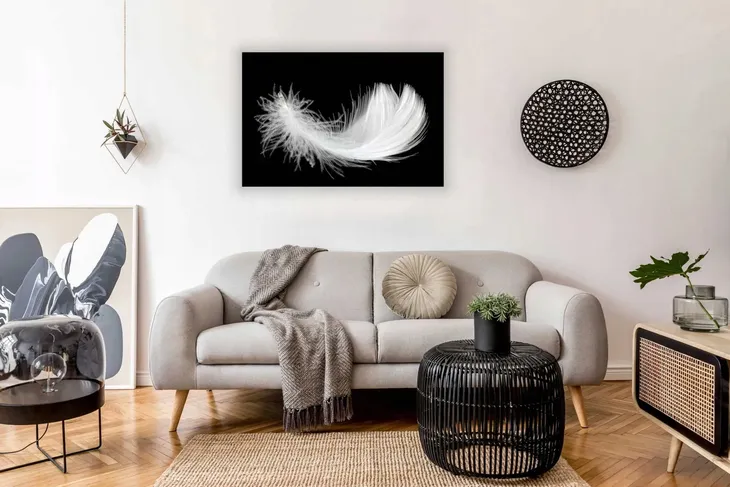elegancki-obraz-na-plotnie-100x70-biale-piorko-stan-nowy