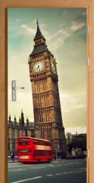 naklejka-na-drzwi-londyn-big-ben-czerwony-autobus