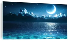 obraz-szklany-do-sypialni-ksiezyc-noc-morze-120x60