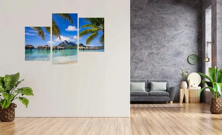 tryptyk-na-plotnie-bora-bora-palmy-ocean-format-poziomy