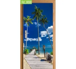 fototapeta-naklejka-na-drzwi-palmy-plaza-molo