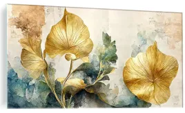 obraz-na-szkle-zlote-liscie-jak-malowane-120x60-cm