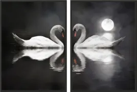 obraz-plakaty-50x70-dyptyk-labedzie-labedz-swans