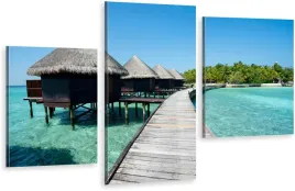 tryptyki-obraz-na-sciane-bali-domki-ocean-most