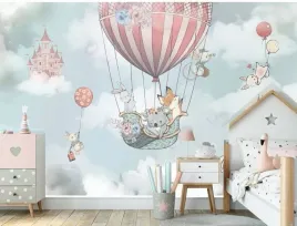 fototapeta-dla-dzieci-zwierzatka-balon-lot-152x106