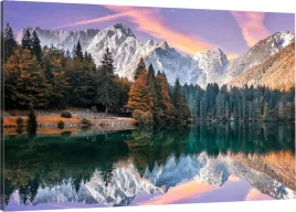 obraz-na-plotnie-piekne-jezioro-w-gorach-110x70