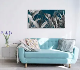 obraz-na-szkle-elegancke-szare-liscie120x60
