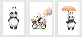 zestaw-3-obrazki-plakaty-a3-panda-mis-rower