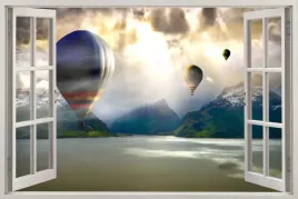 fototapeta-okno-krajobraz-3d-balony-gory-336wzorow
