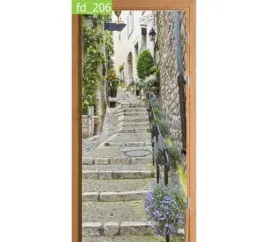 fototapeta-naklejka-na-drzwi-lato-kwiaty-schody