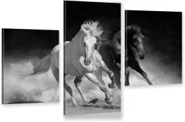 tryptyk-do-salonu-czarno-bialy-konie-galop-rumak