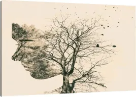 obraz-na-plotnie-kobieta-drzewo-abstrakcja-120x80