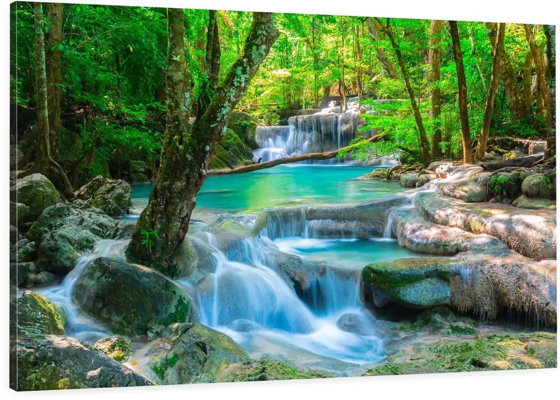 obraz-na-plotnie-wodospad-rzeka-las-90x60-cm