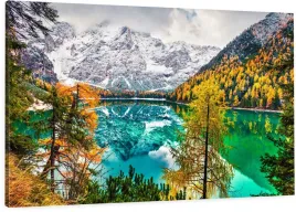 obraz-na-plotnie-jezioro-w-gorach-braies-70x50-cm