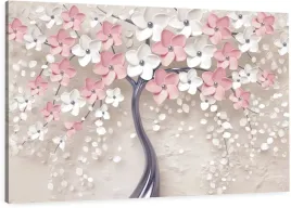 obraz-na-plotnie-drzewo-roz-rozowe-3d-100x70-cm