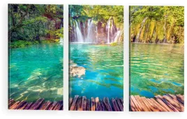 tryptyk-obrazy-do-salonu-chorwacja-wodospad-park
