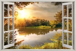 fototapeta-okno-krajobraz-jezioro-mazury-las