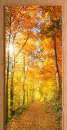 naklejka-fototapeta-na-drzwi-las-jesienia-zlota