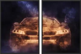 obraz-plakaty-50x70-dyptyk-samochod-auto-plomienie