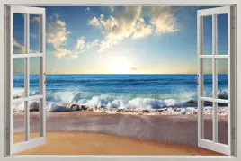 fototapeta-okno-krajobraz-3d-plaza-fala-336wzorow